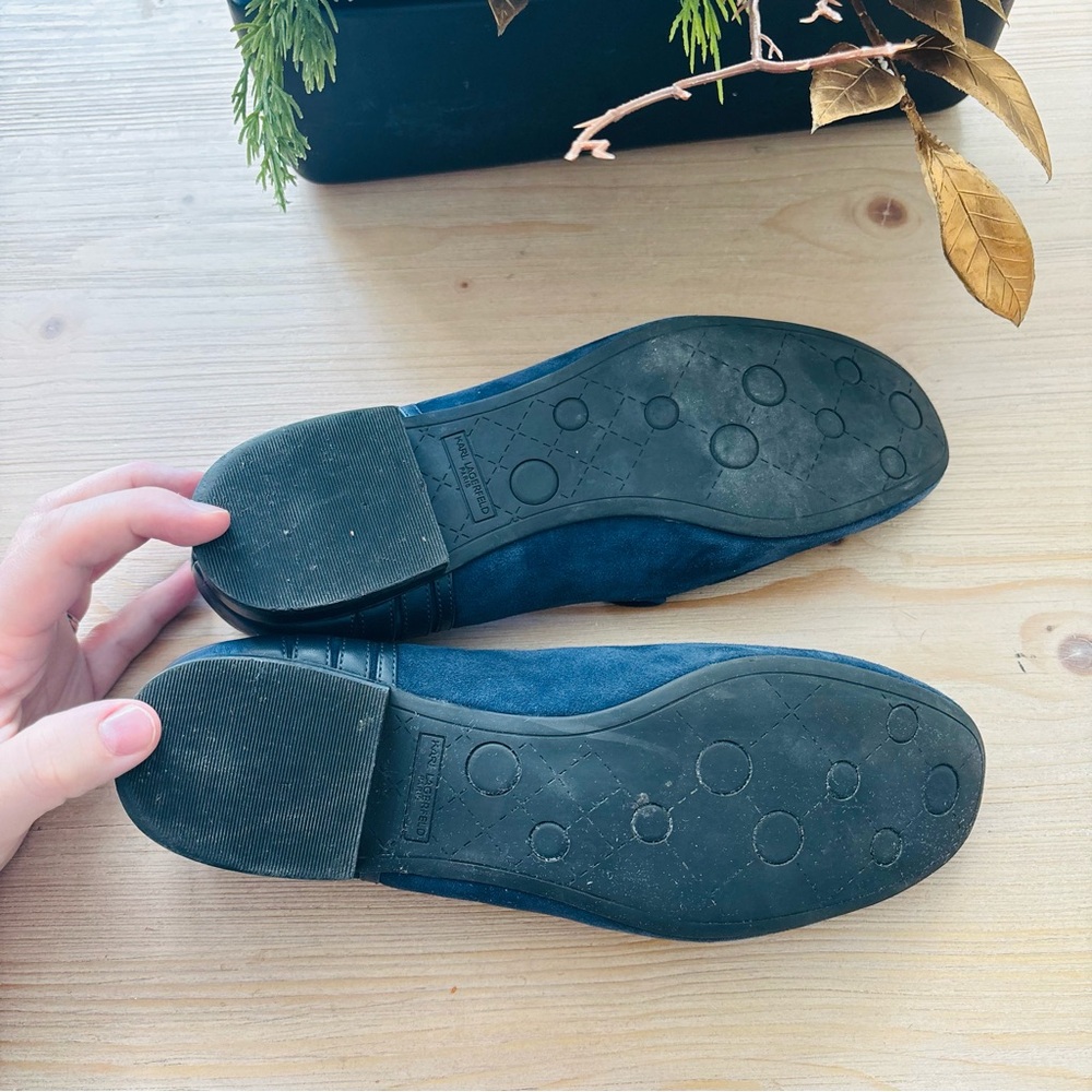 Karl Lagerfeld Women's Deep Navy Blue Suede Loafers Size 9.5 - Picture 5 of 7